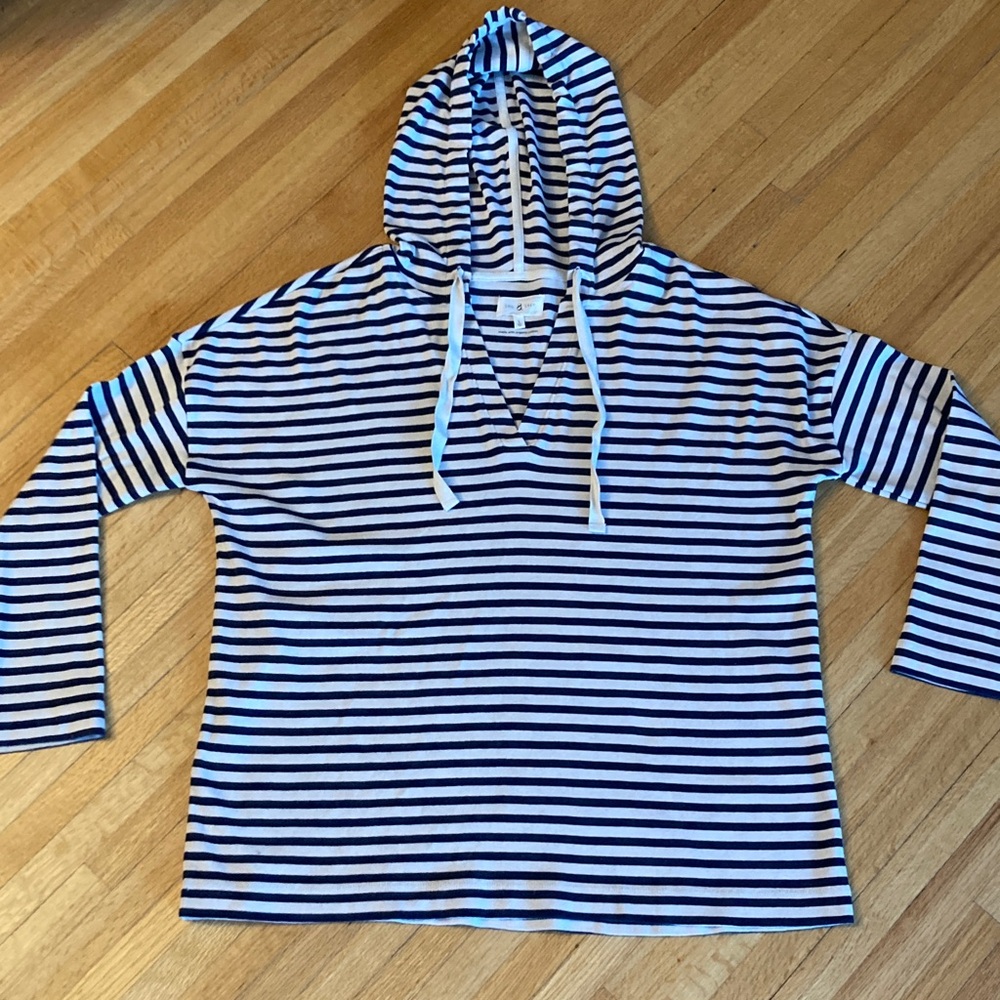 L LOFT Lou & Grey Organic Cotton Striped long sleeve hoodie